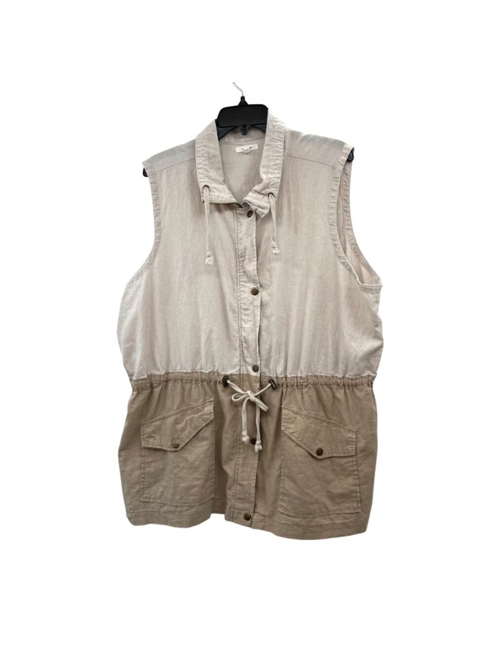 Maurices Womens Size 2 (2X) Colorblock Linen Blend Utility Vest Top Used